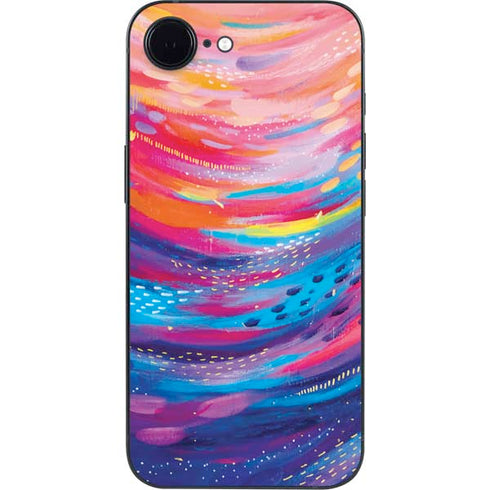 Rainbow Wave Brush Stroke by Etta Vee iPhone 16e Skin